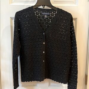 Mountain Lake Black (XL) Cardigan Sweater Open Knit